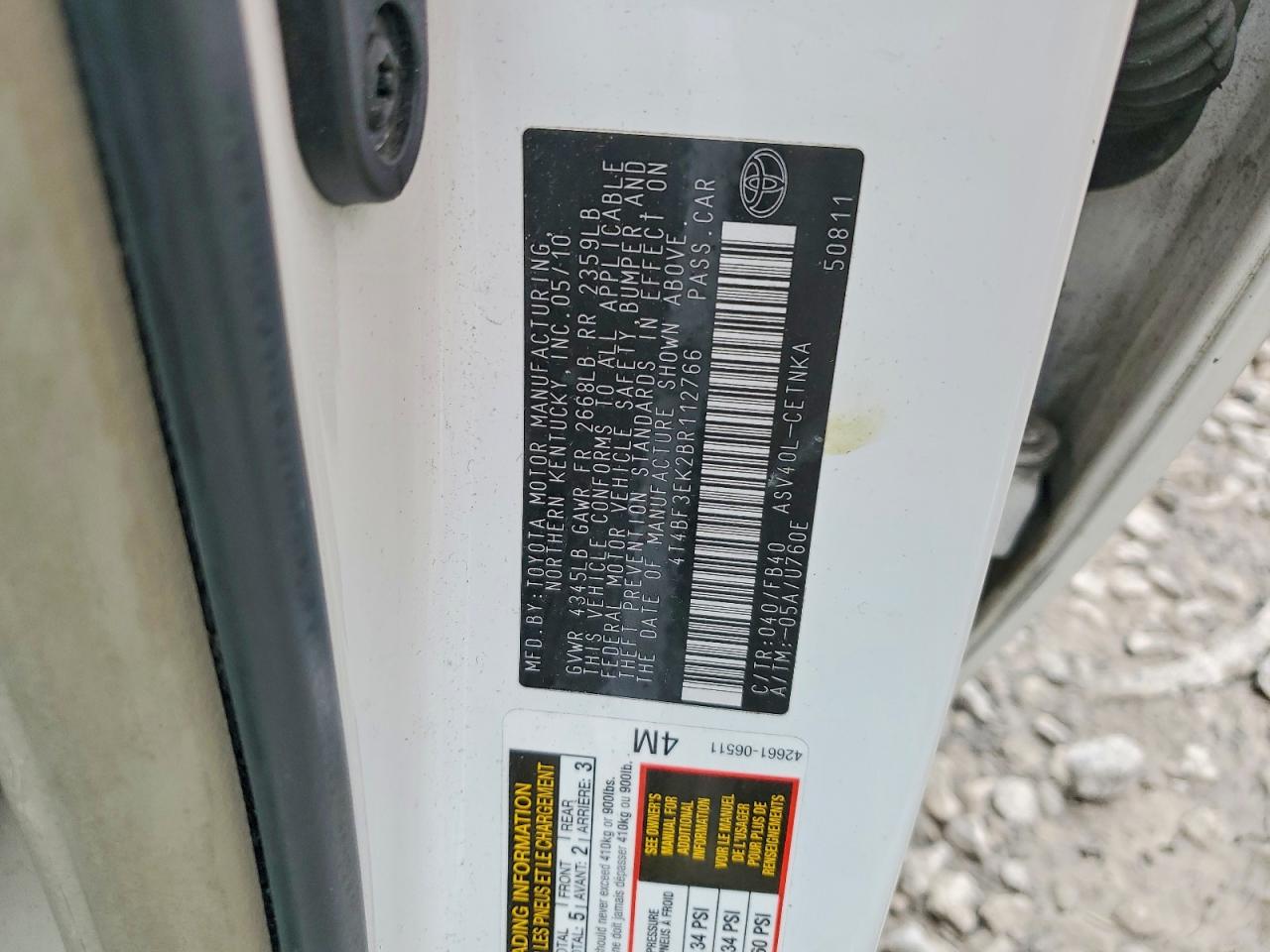 2011 TOYOTA CAMRY BASE photo 12