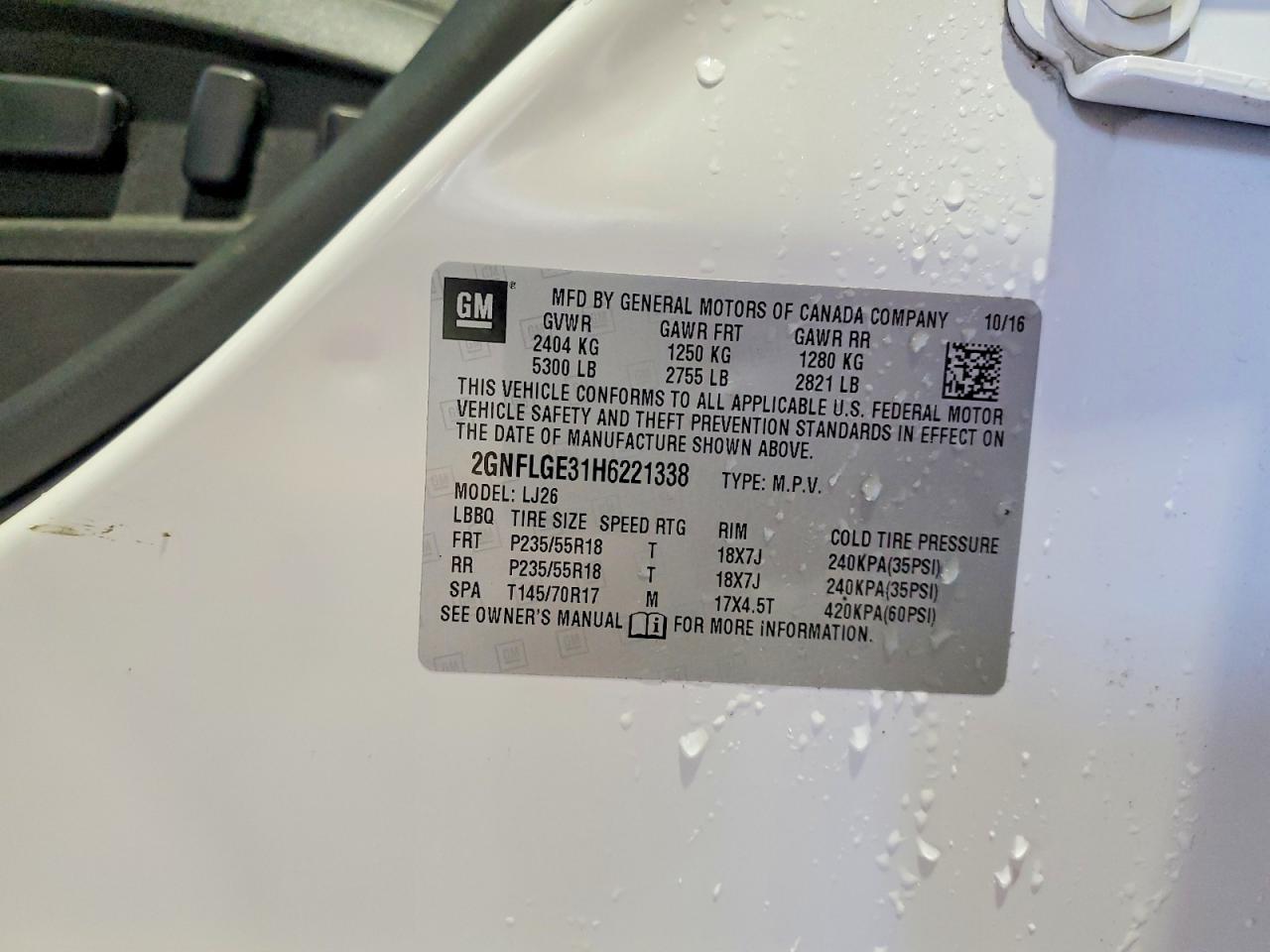 2017 CHEVROLET EQUINOX PREMIER photo 14