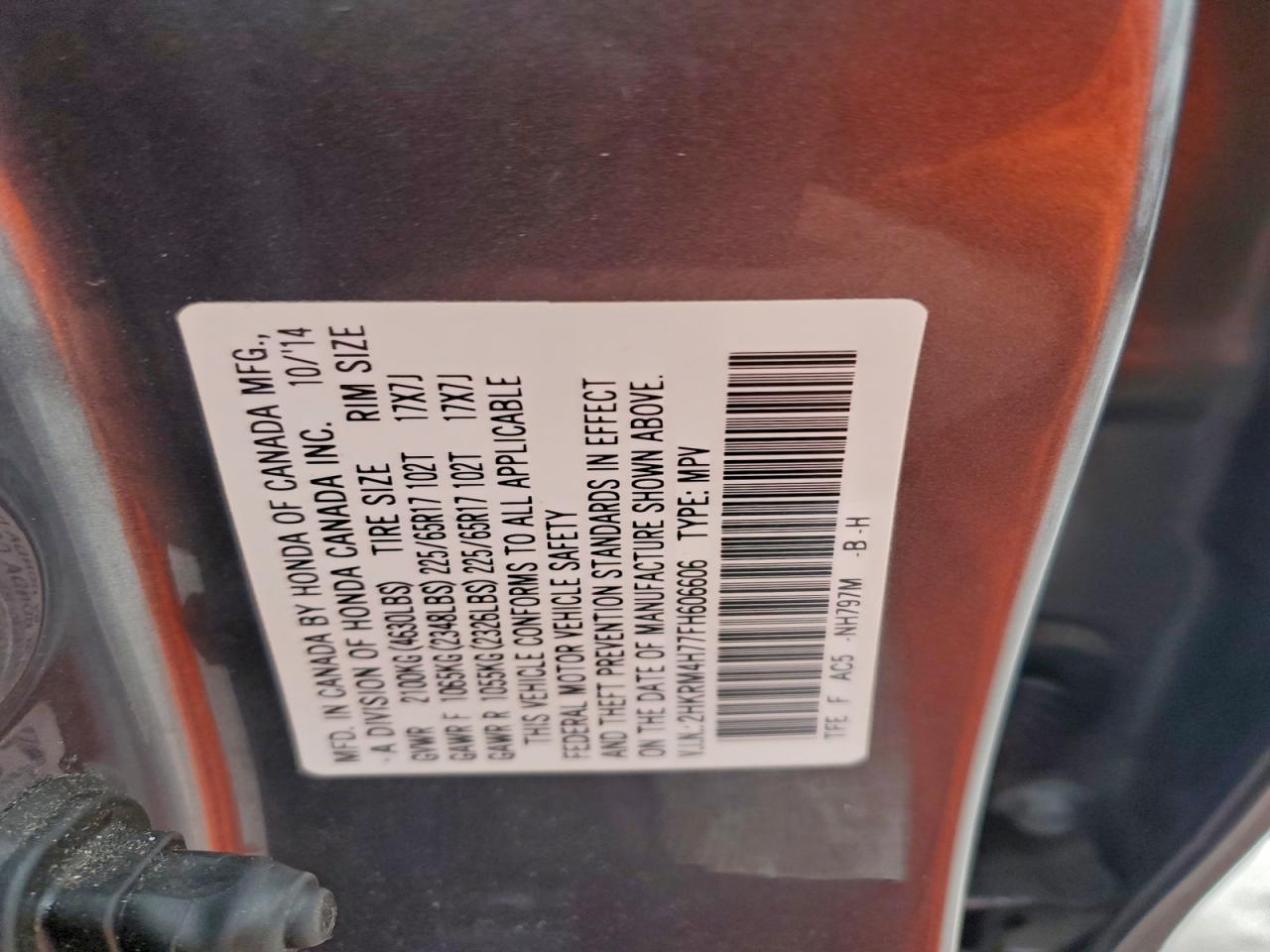 2015 HONDA CR-V EXL photo 13