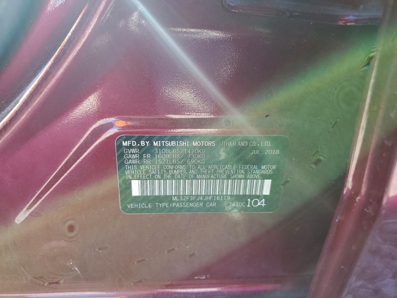 2018 MITSUBISHI MIRAGE G4 ES photo 12