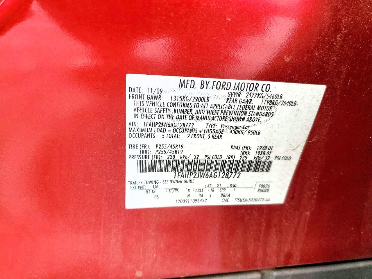 2010 FORD TAURUS LIMITED photo 13