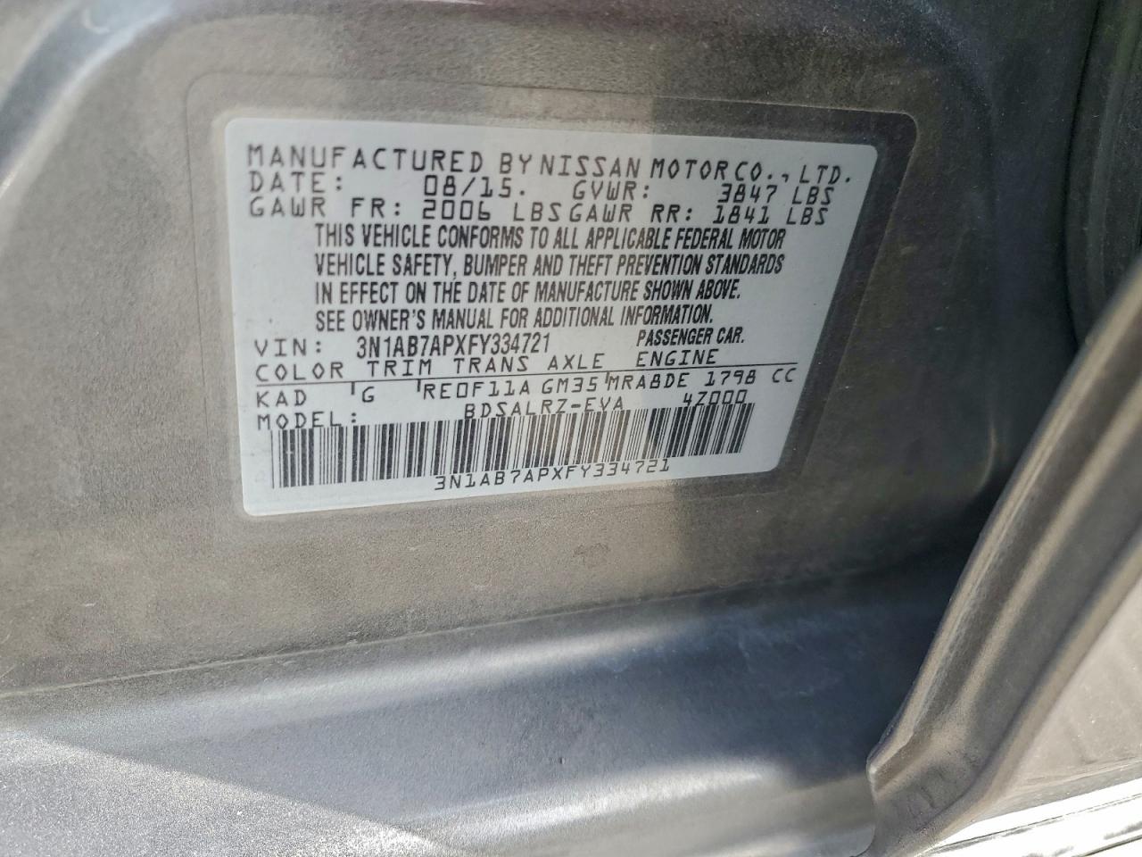 2015 NISSAN SENTRA S photo 12