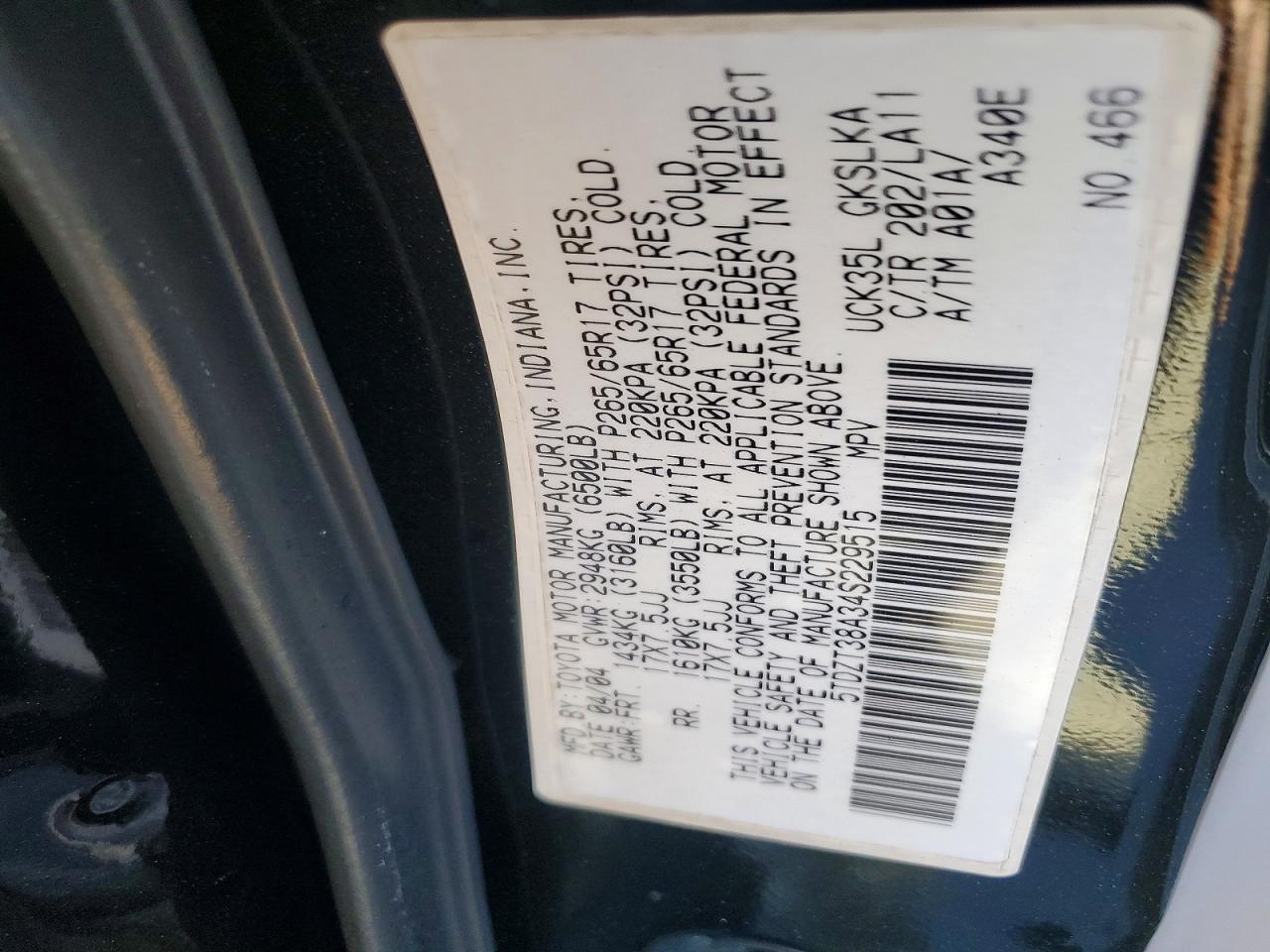 2004 TOYOTA SEQUOIA LIMITED photo 12