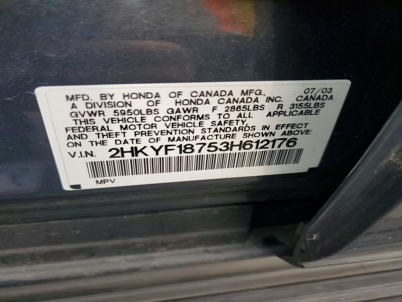 2003 HONDA PILOT EXL photo 12