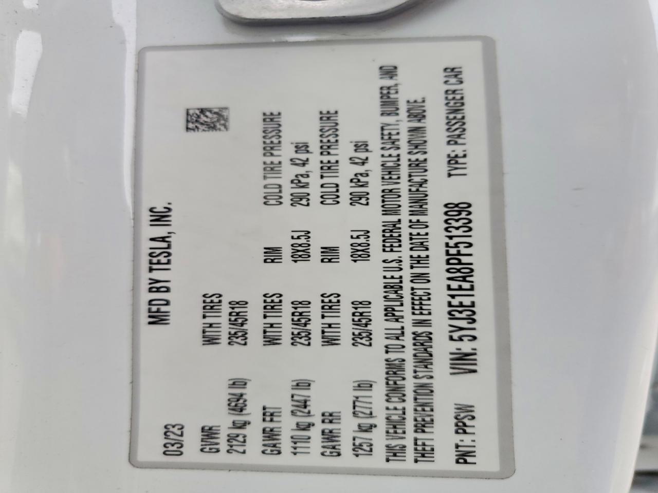 2023 TESLA MODEL 3 photo 12