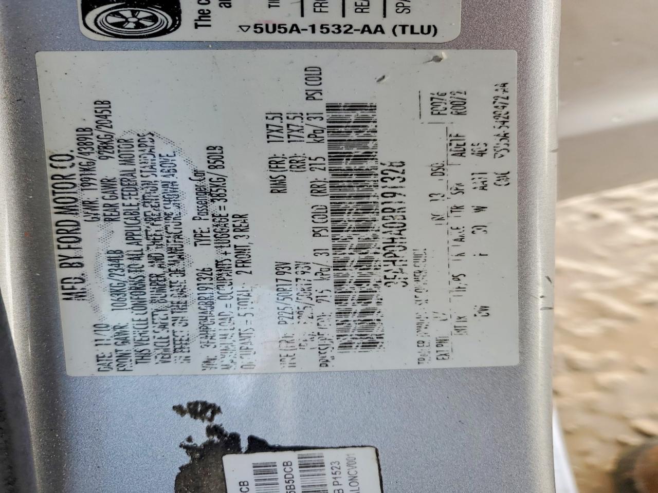 2011 FORD FUSION SE photo 12
