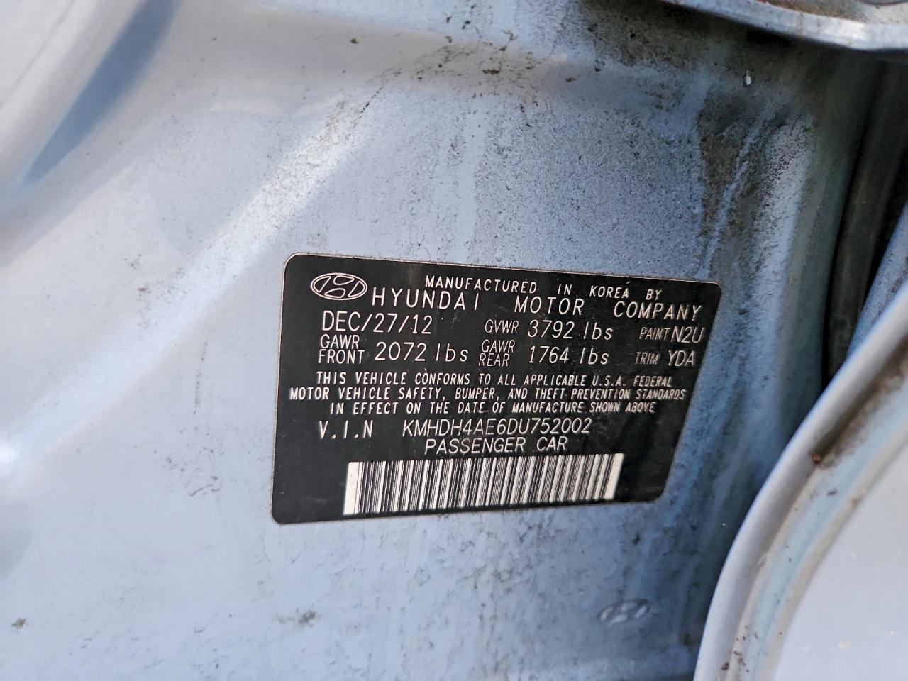 2013 HYUNDAI ELANTRA GLS photo 12