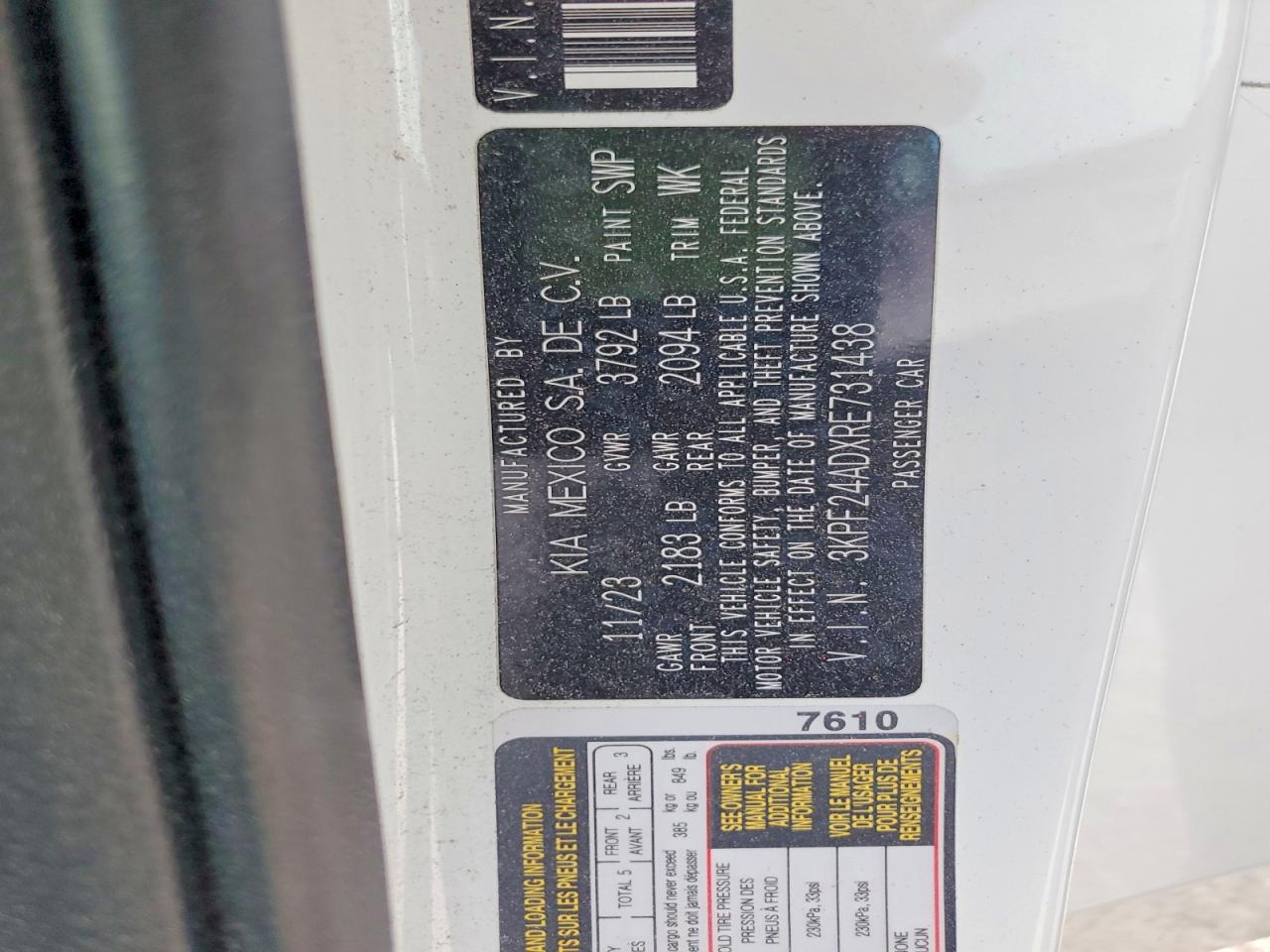 2024 KIA FORTE LX photo 12