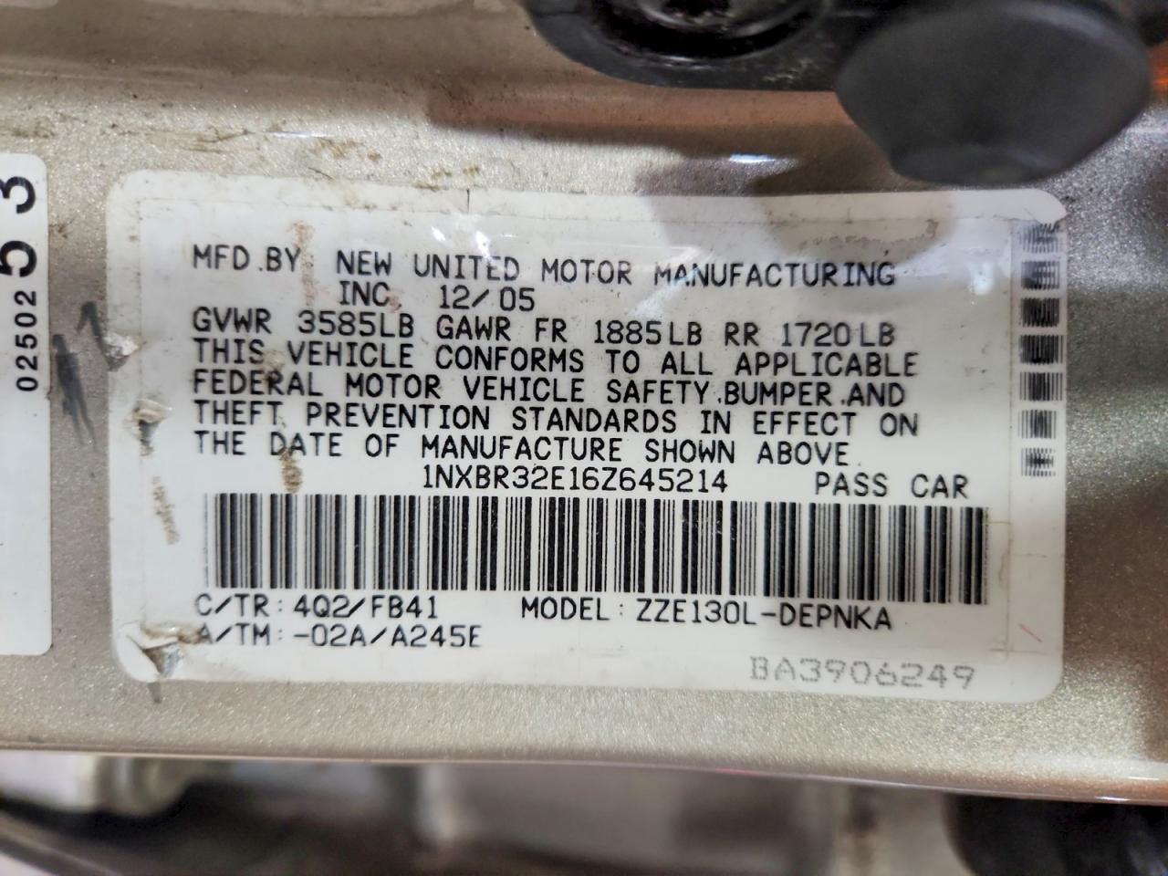 2006 TOYOTA COROLLA CE photo 13