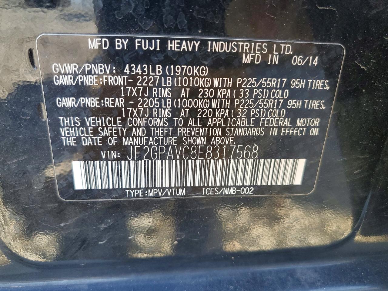 2014 SUBARU XV CROSSTREK 2.0 PREMIUM photo 14