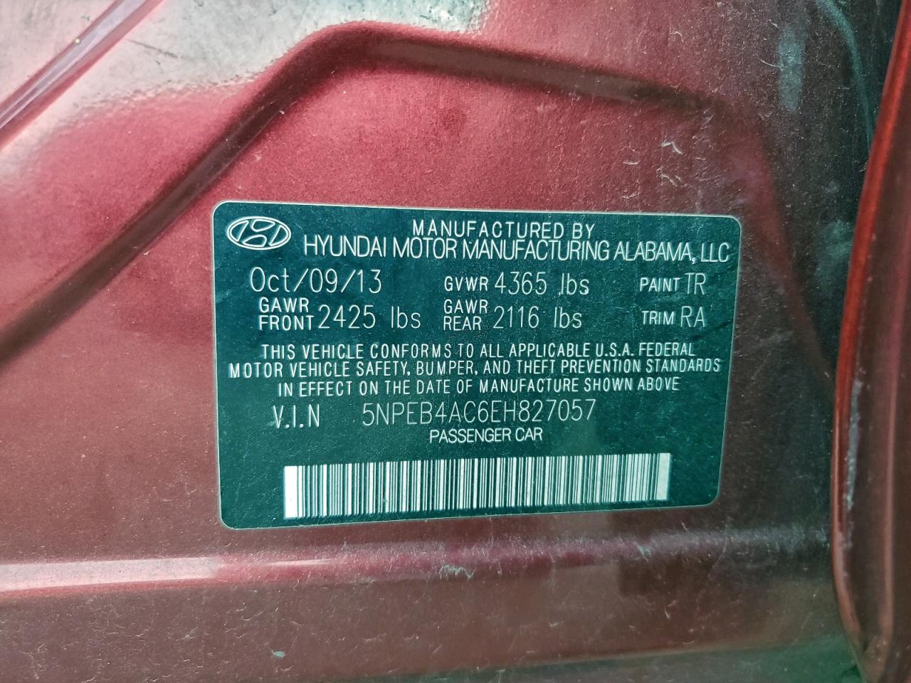 2014 HYUNDAI SONATA GLS photo 12