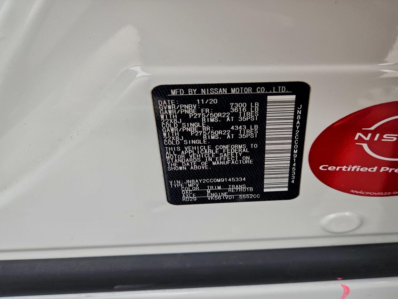 2021 NISSAN ARMADA PLATINUM photo 12