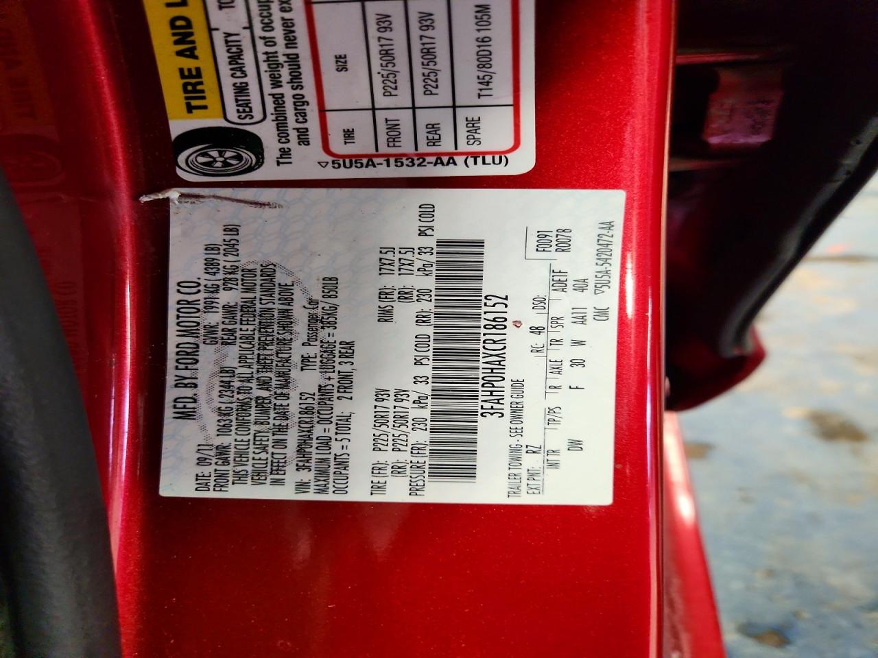2012 FORD FUSION SE photo 12