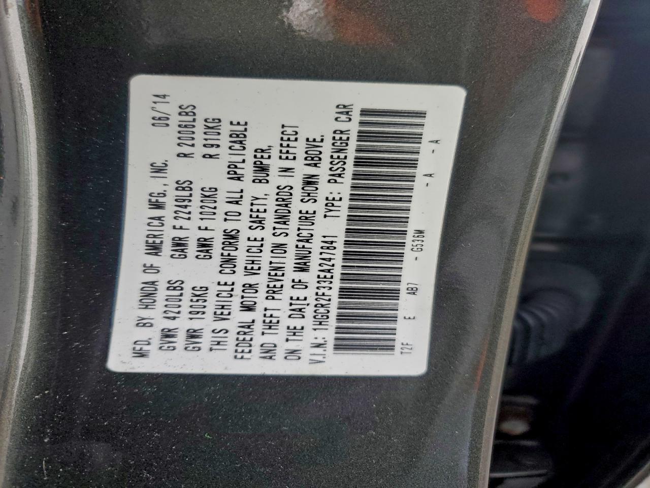 2014 HONDA ACCORD LX photo 12