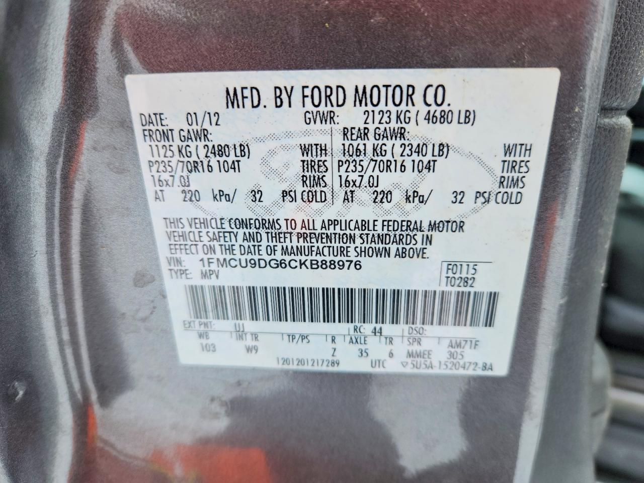 2012 FORD ESCAPE XLT photo 12