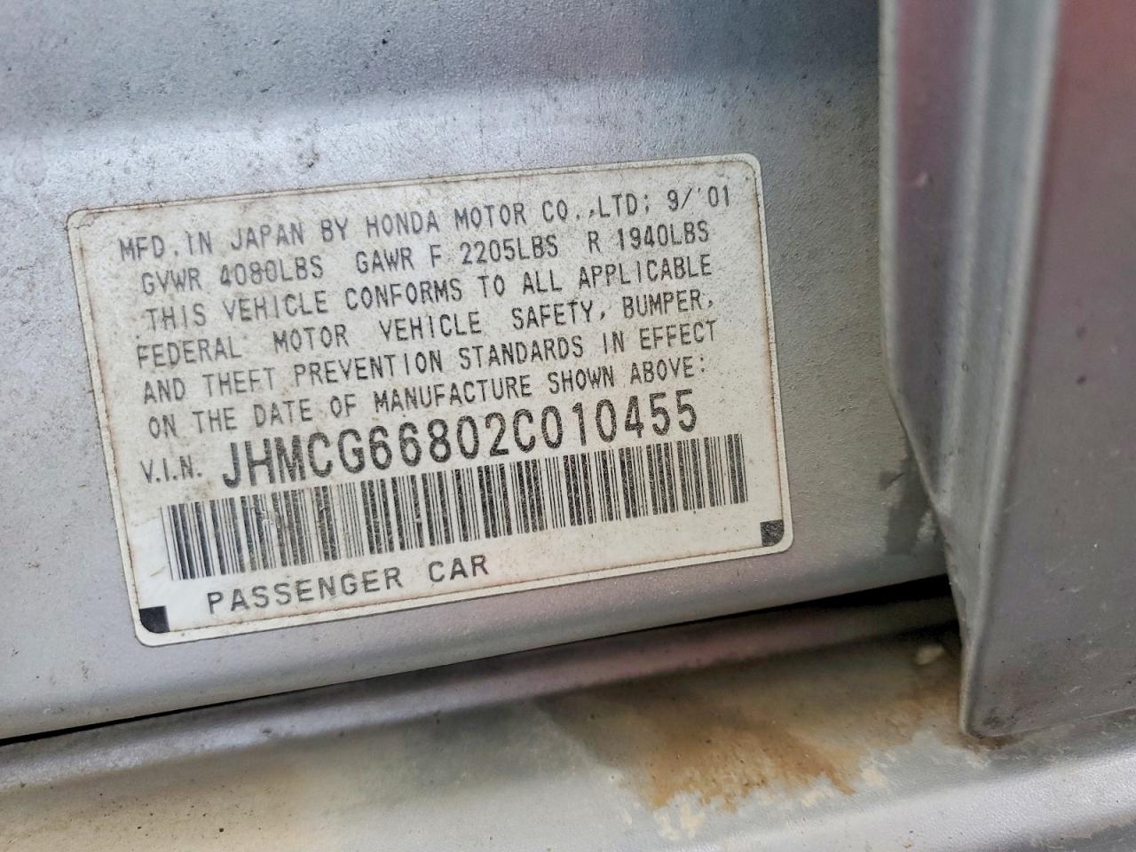 2002 HONDA ACCORD EX photo 13