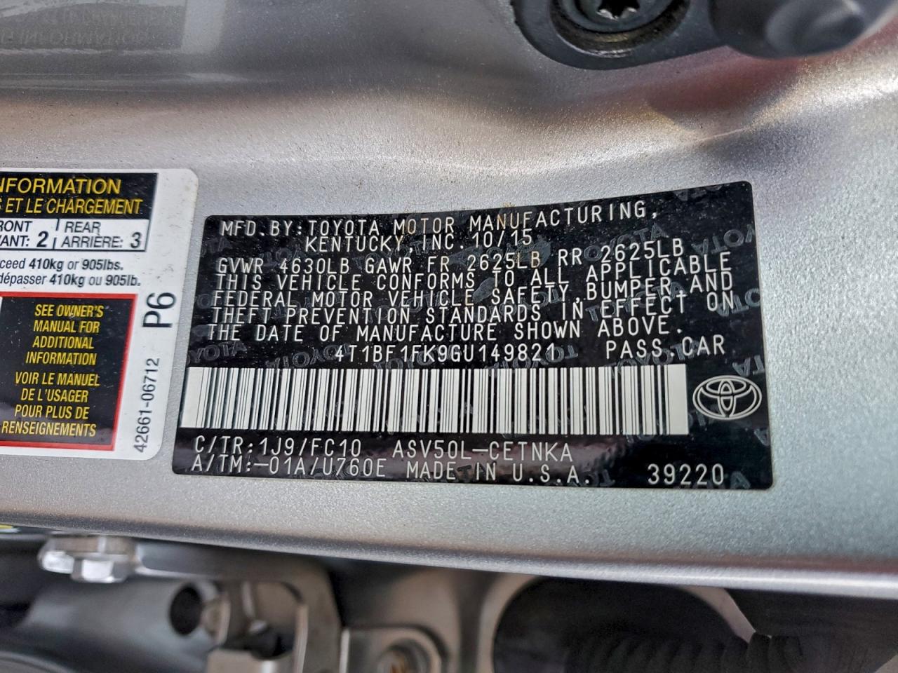 2016 TOYOTA CAMRY LE photo 13