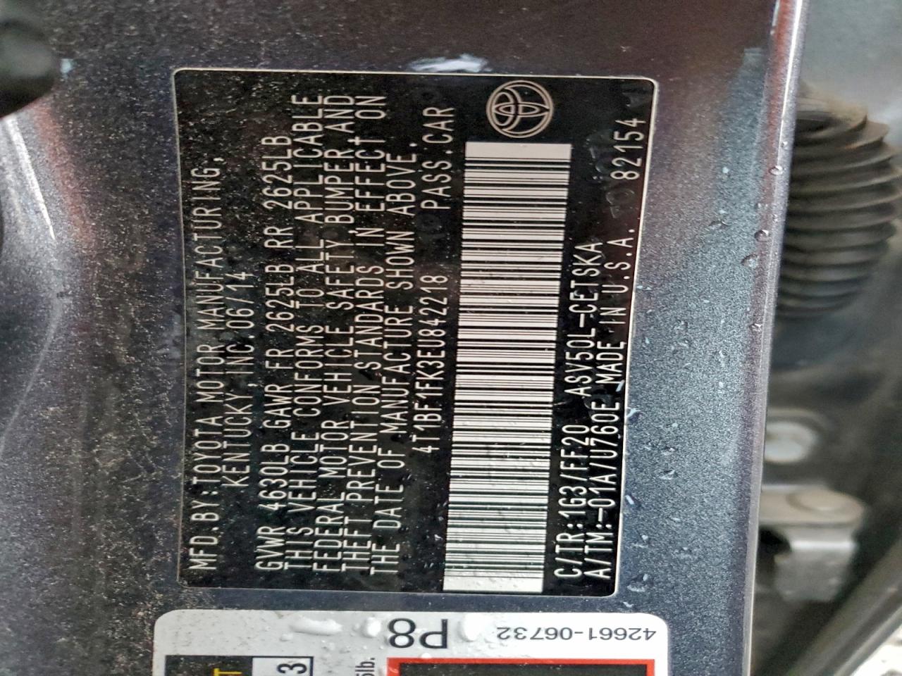 2014 TOYOTA CAMRY L photo 12