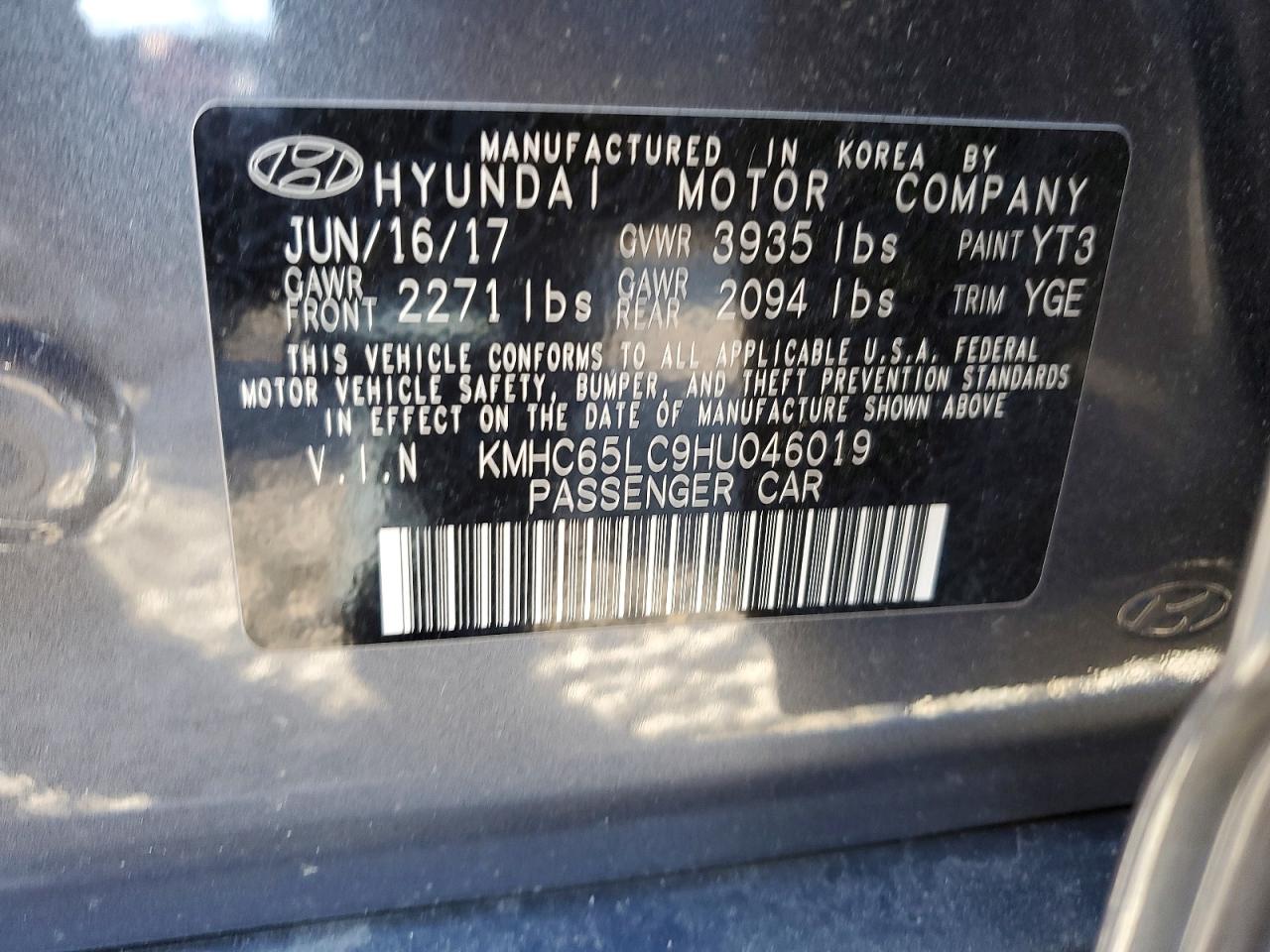 2017 HYUNDAI IONIQ BLUE photo 12