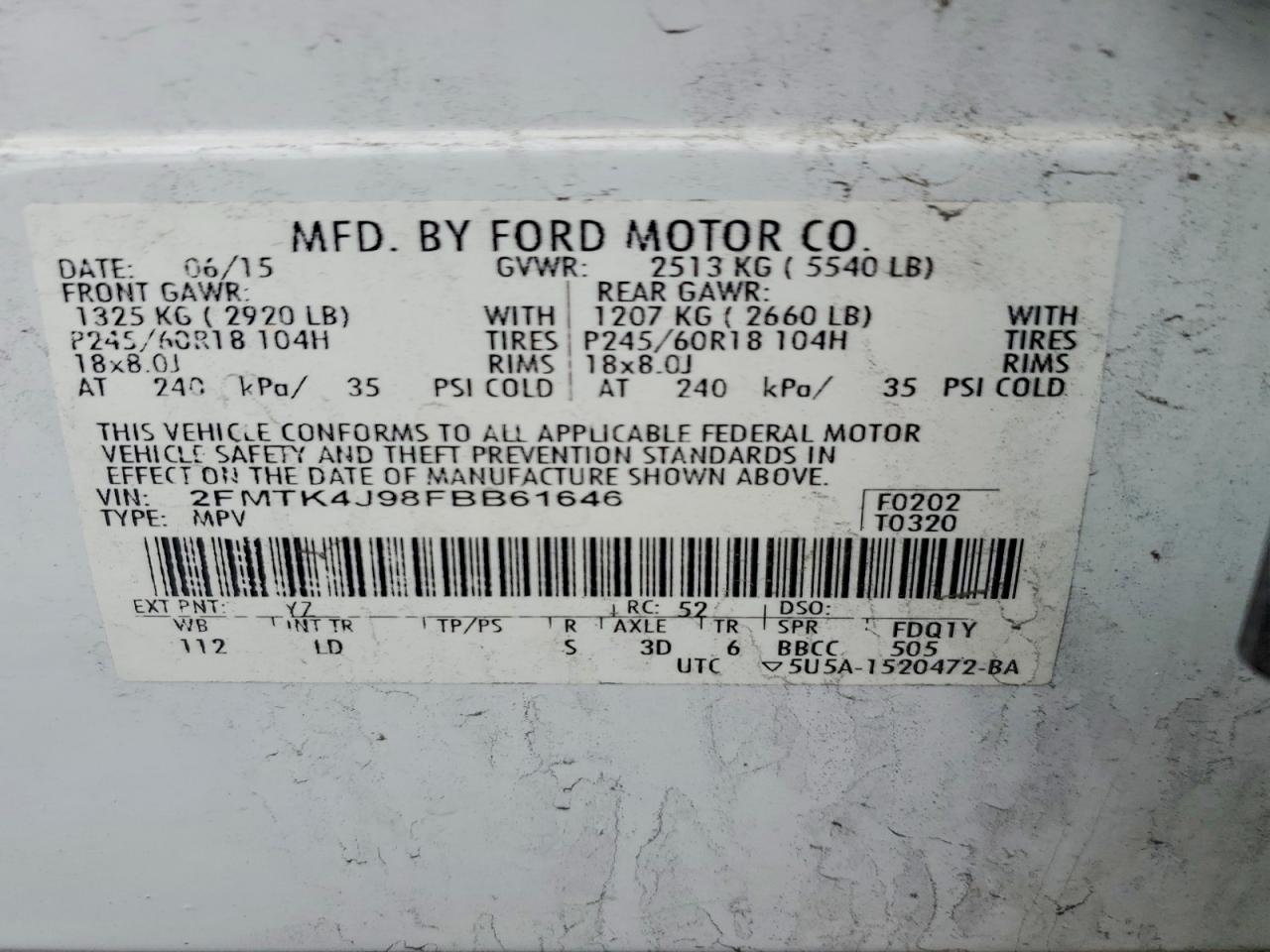 2015 FORD EDGE SEL photo 14