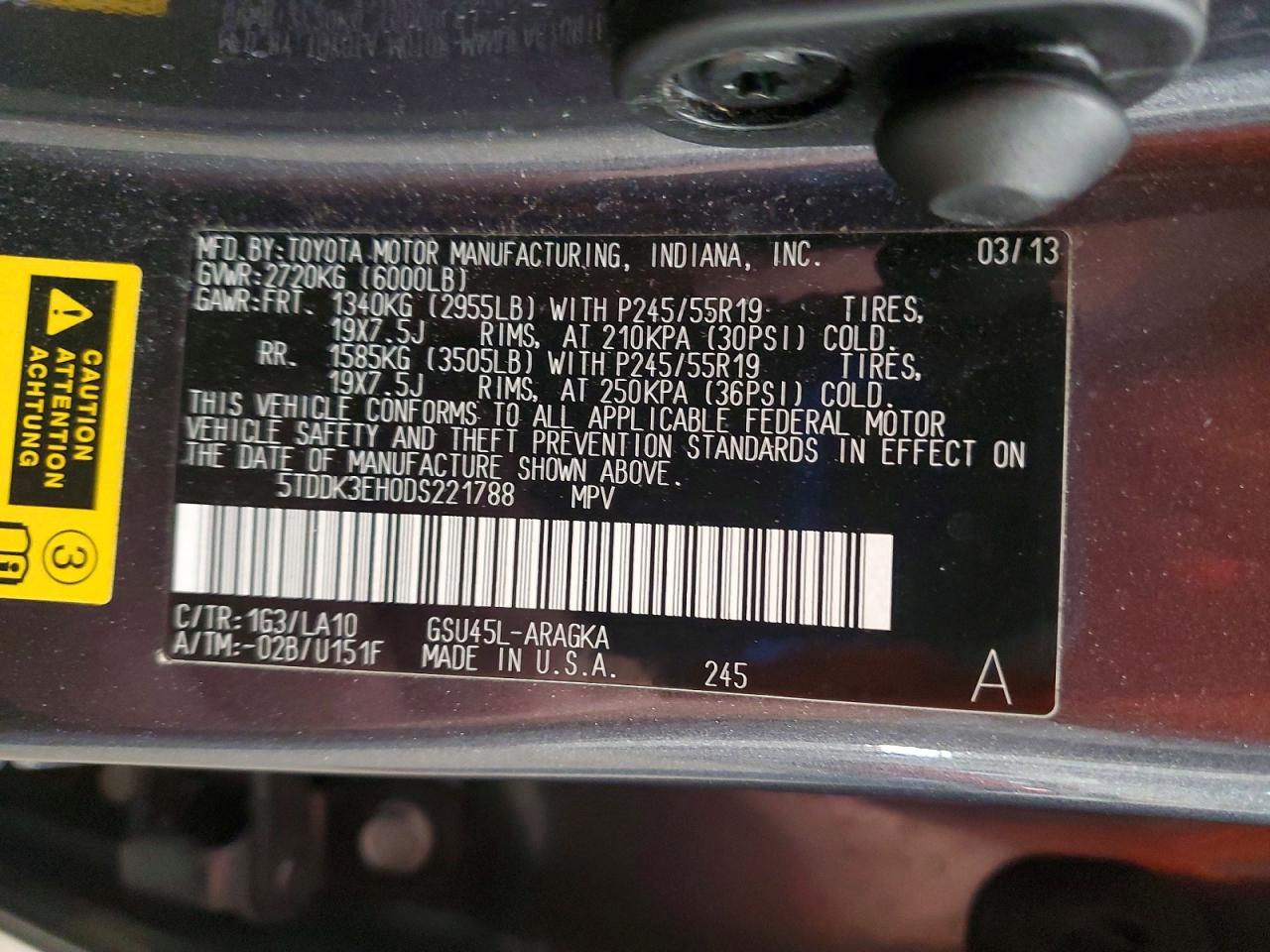 2013 TOYOTA HIGHLANDER LIMITED photo 14