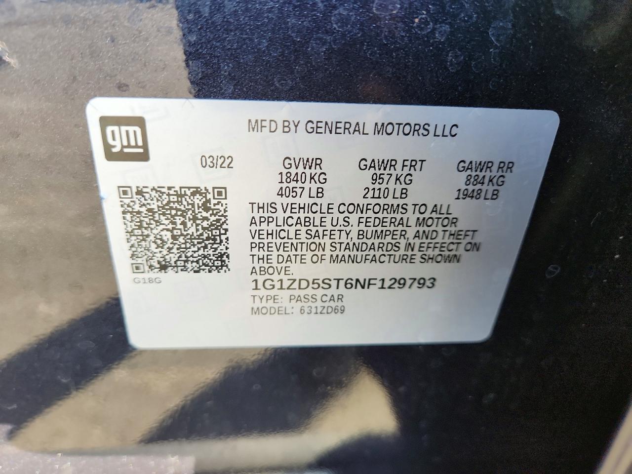 2022 CHEVROLET MALIBU LT photo 12
