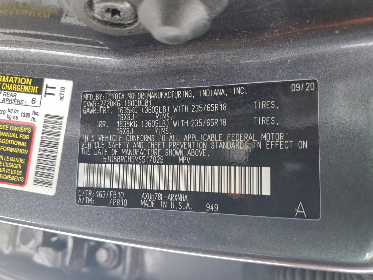 2021 TOYOTA HIGHLANDER HYBRID LE photo 13