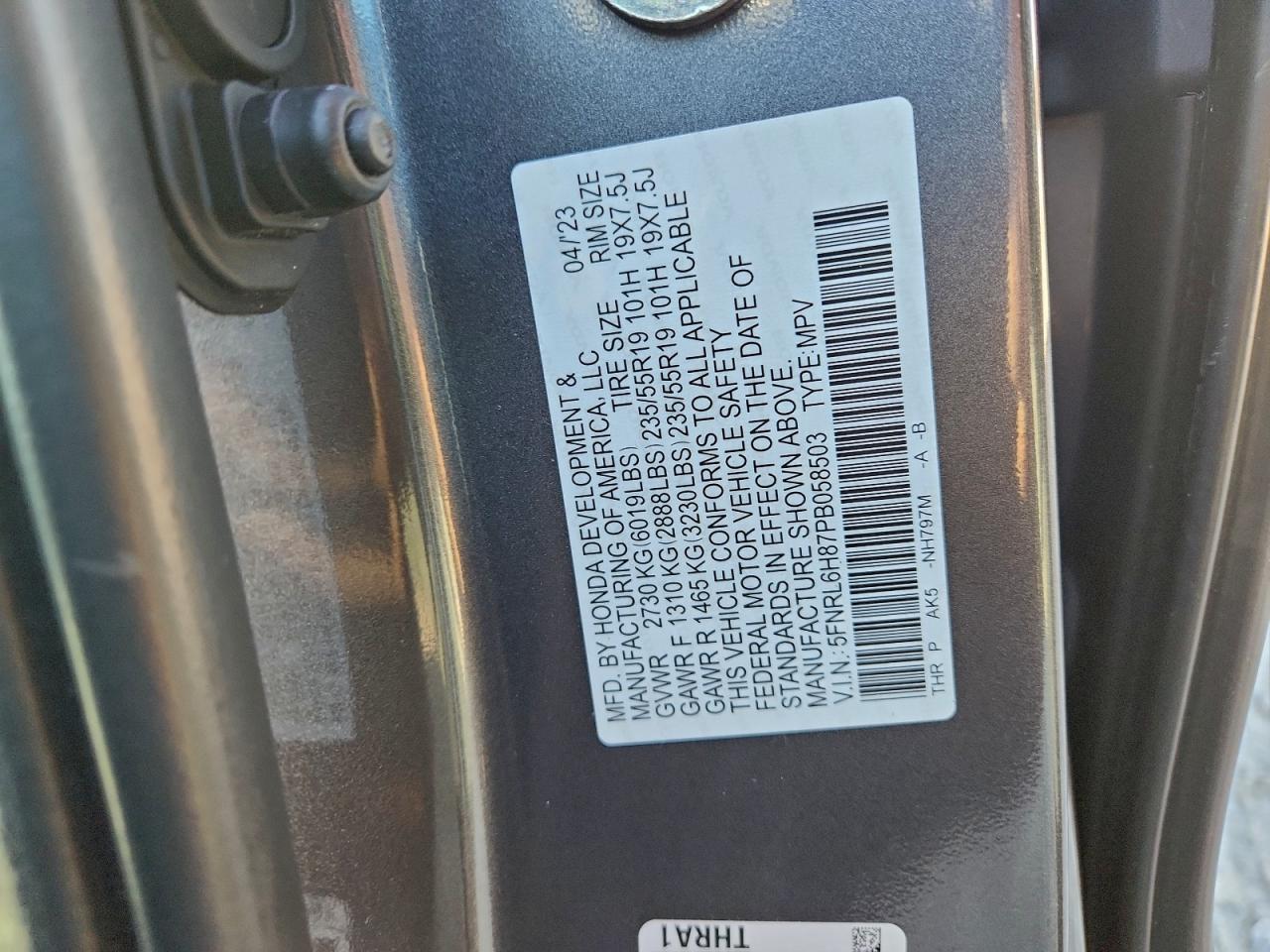 2023 HONDA ODYSSEY TOURING photo 14