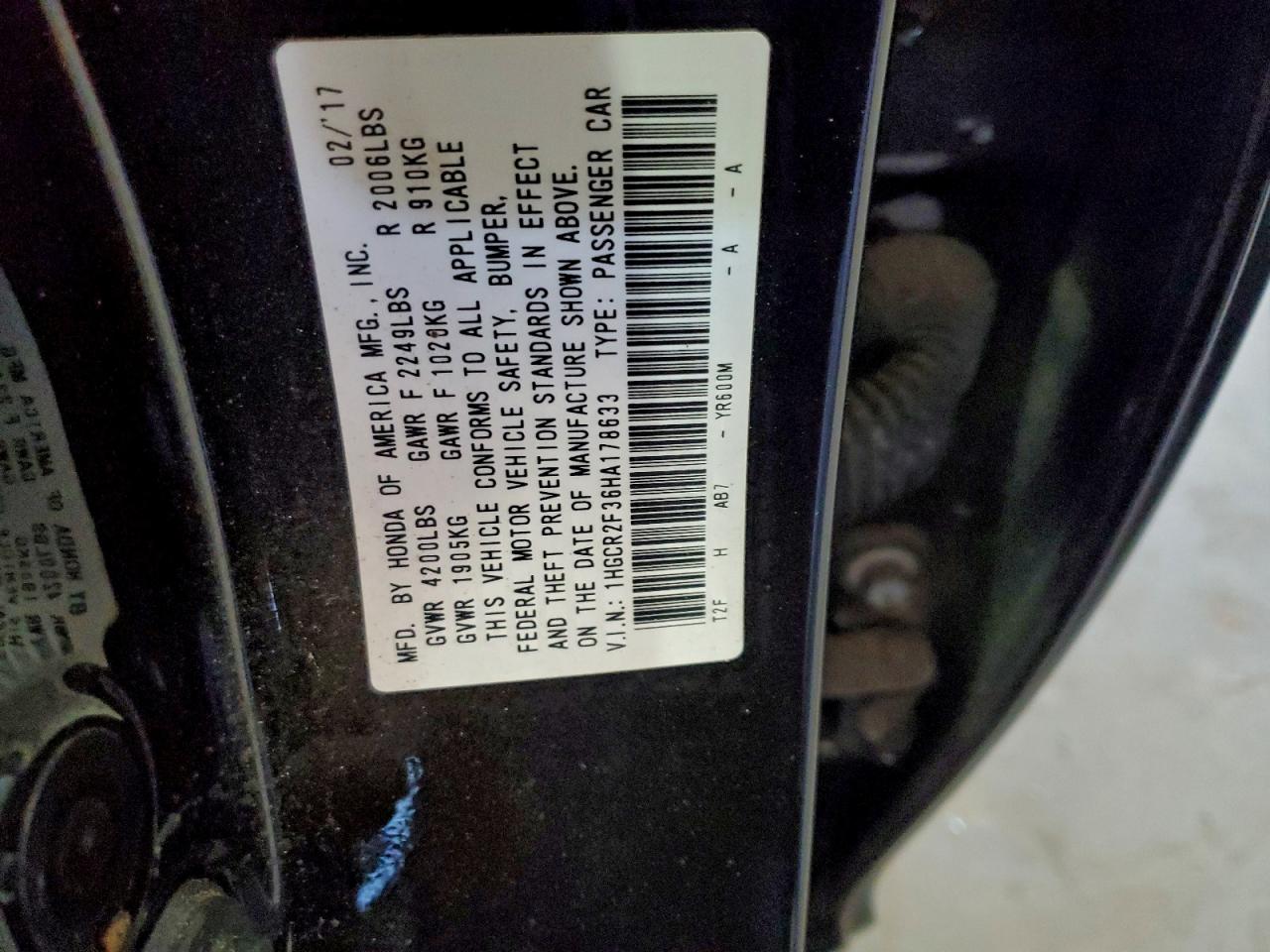 2017 HONDA ACCORD LX photo 12