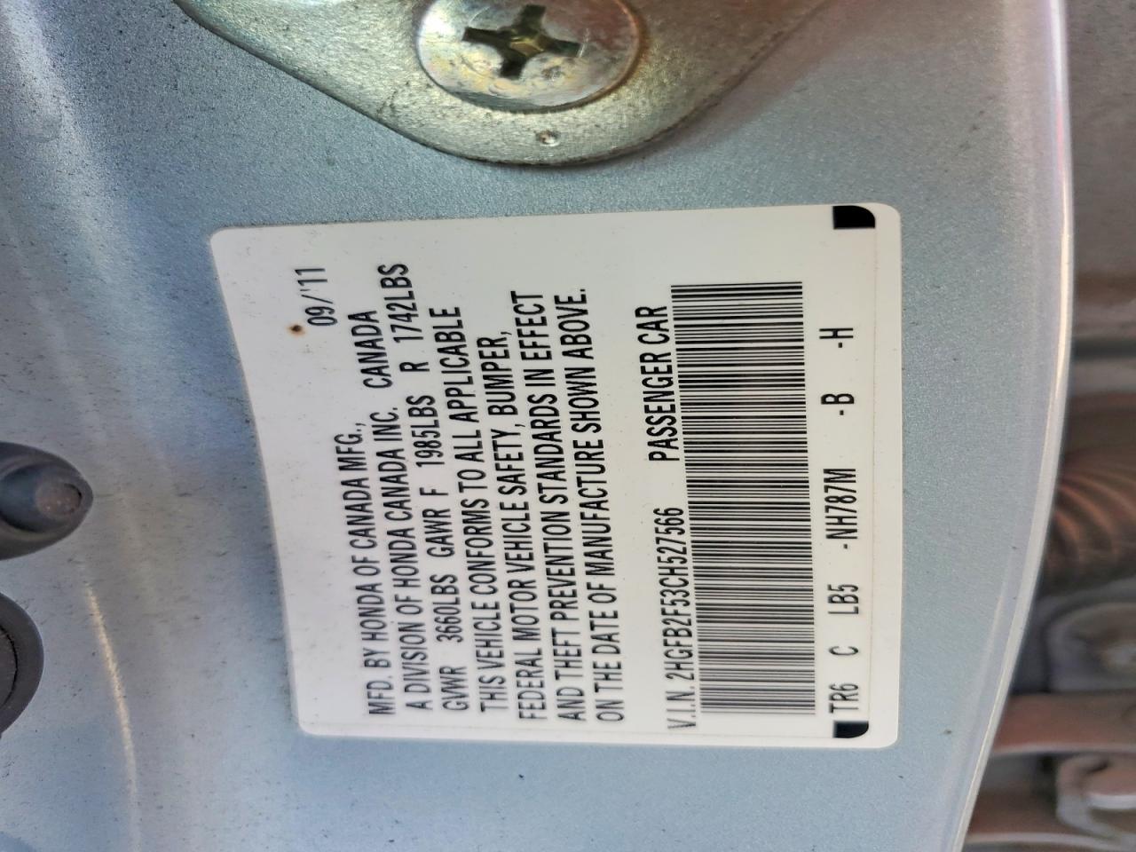 2012 HONDA CIVIC LX photo 13