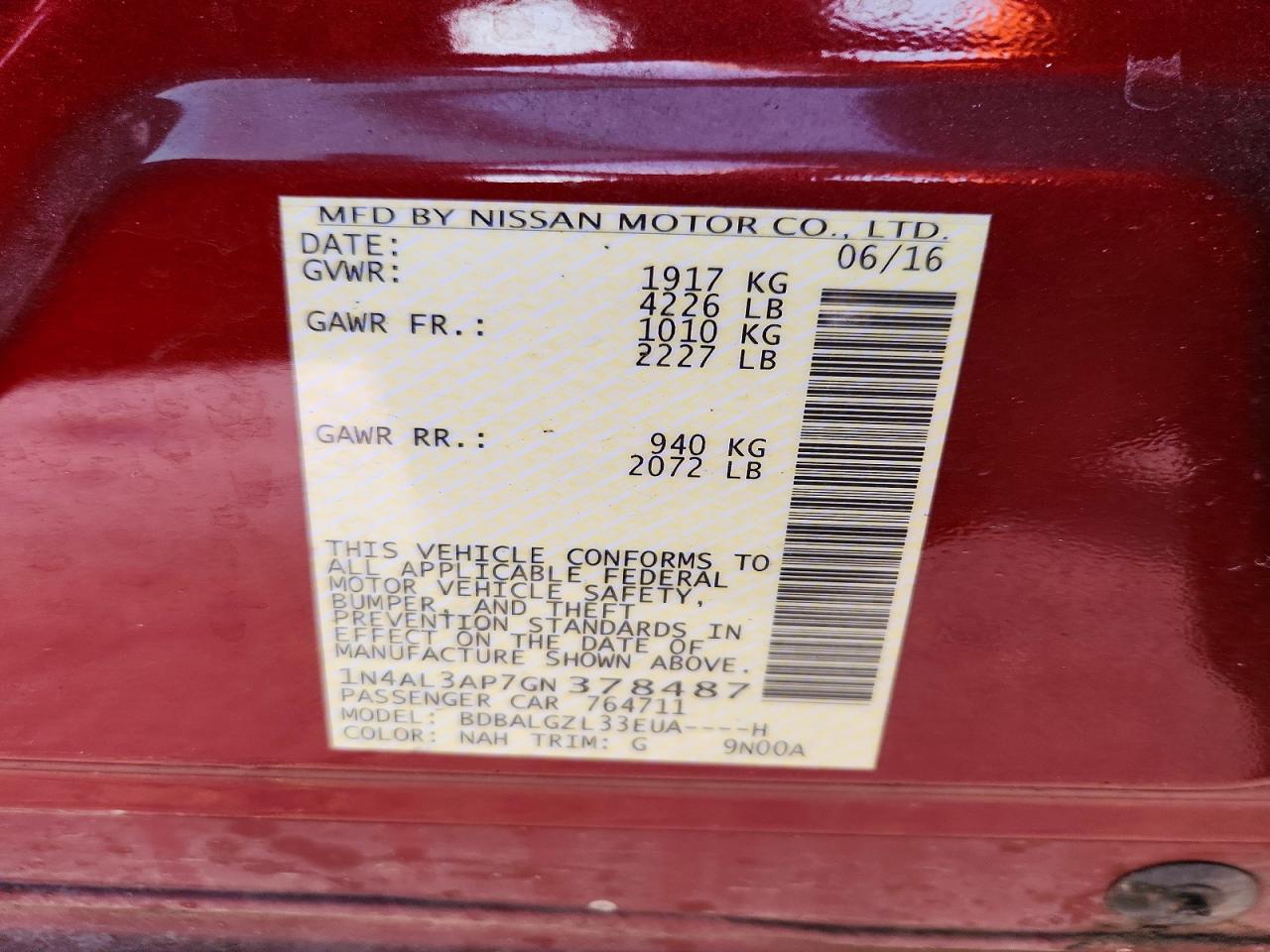 2016 NISSAN ALTIMA photo 12