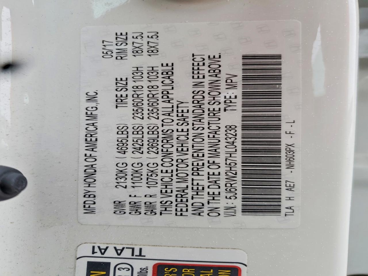 2017 HONDA CR-V EX photo 12