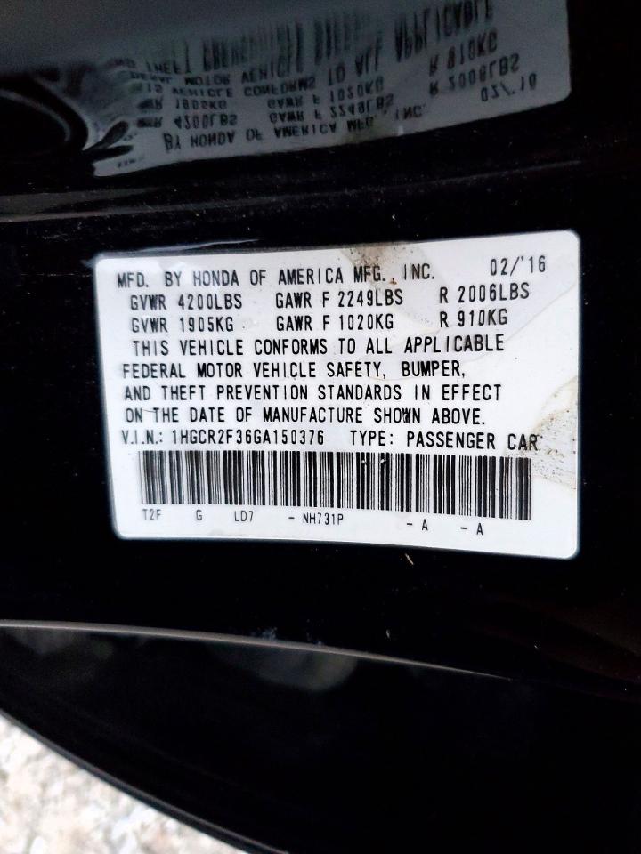 2016 HONDA ACCORD LX photo 12