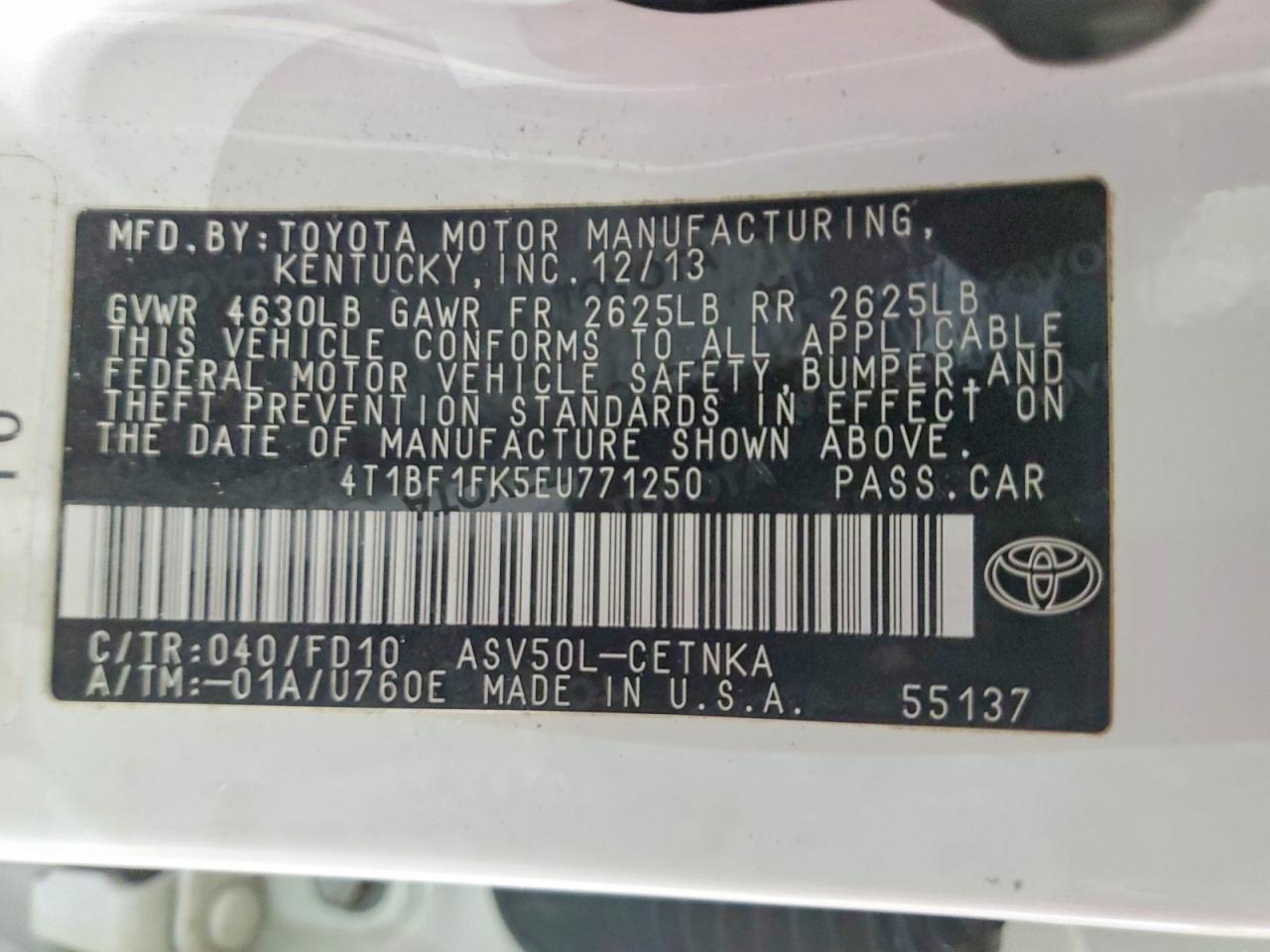 2014 TOYOTA CAMRY L photo 13