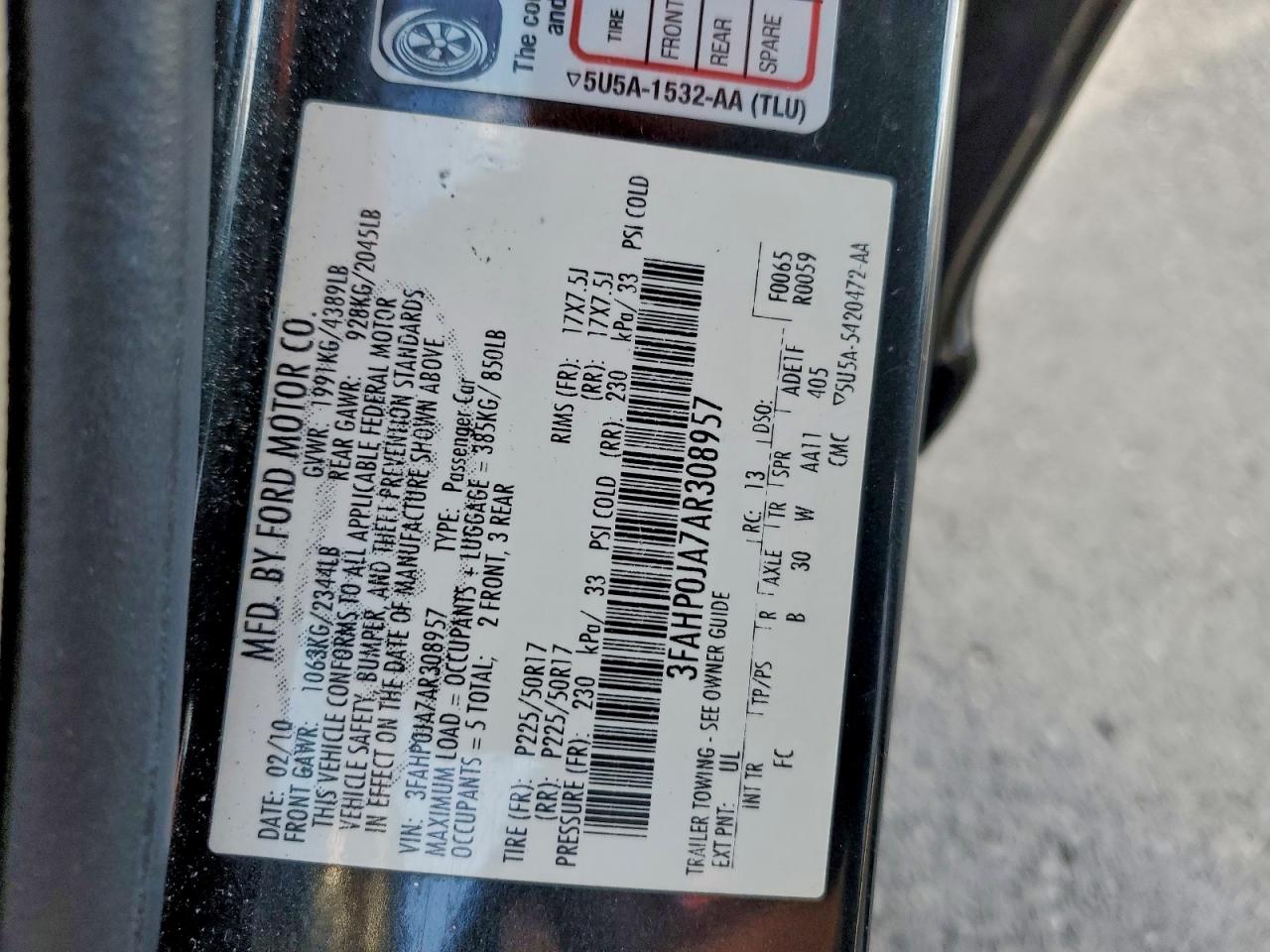 2010 FORD FUSION SEL photo 12