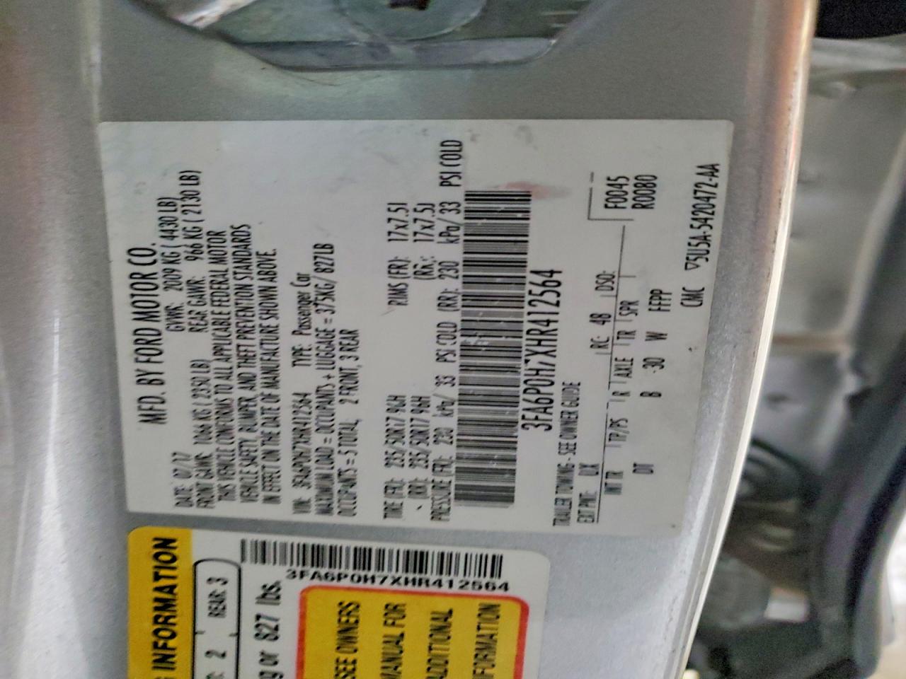 2017 FORD FUSION SE photo 12