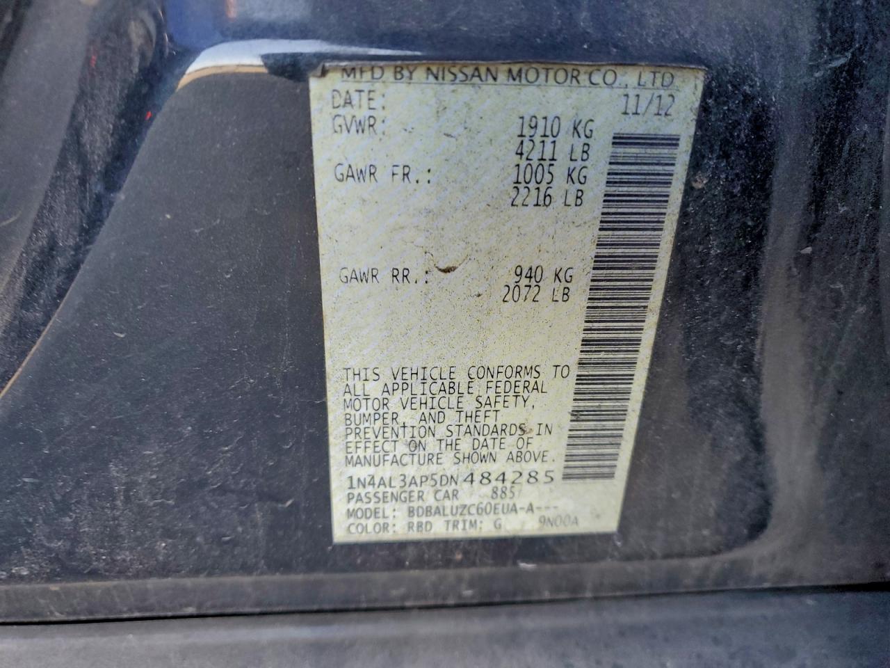 2013 NISSAN ALTIMA 2.5 photo 12