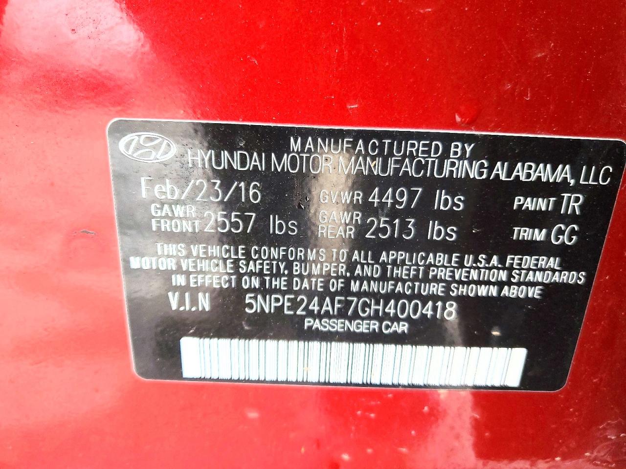 2016 HYUNDAI SONATA SE photo 12