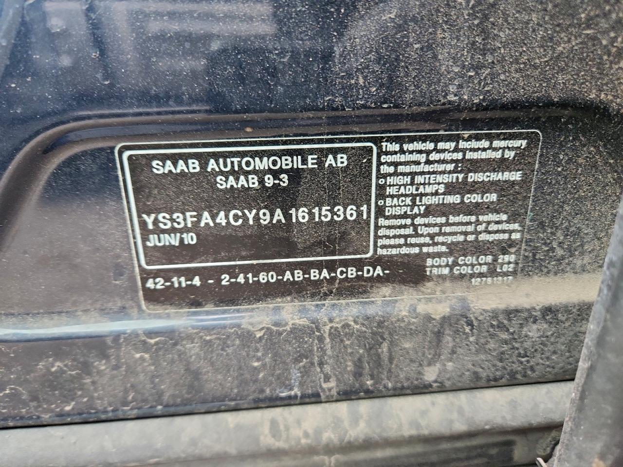 2010 SAAB 9-3 2.0T photo 12