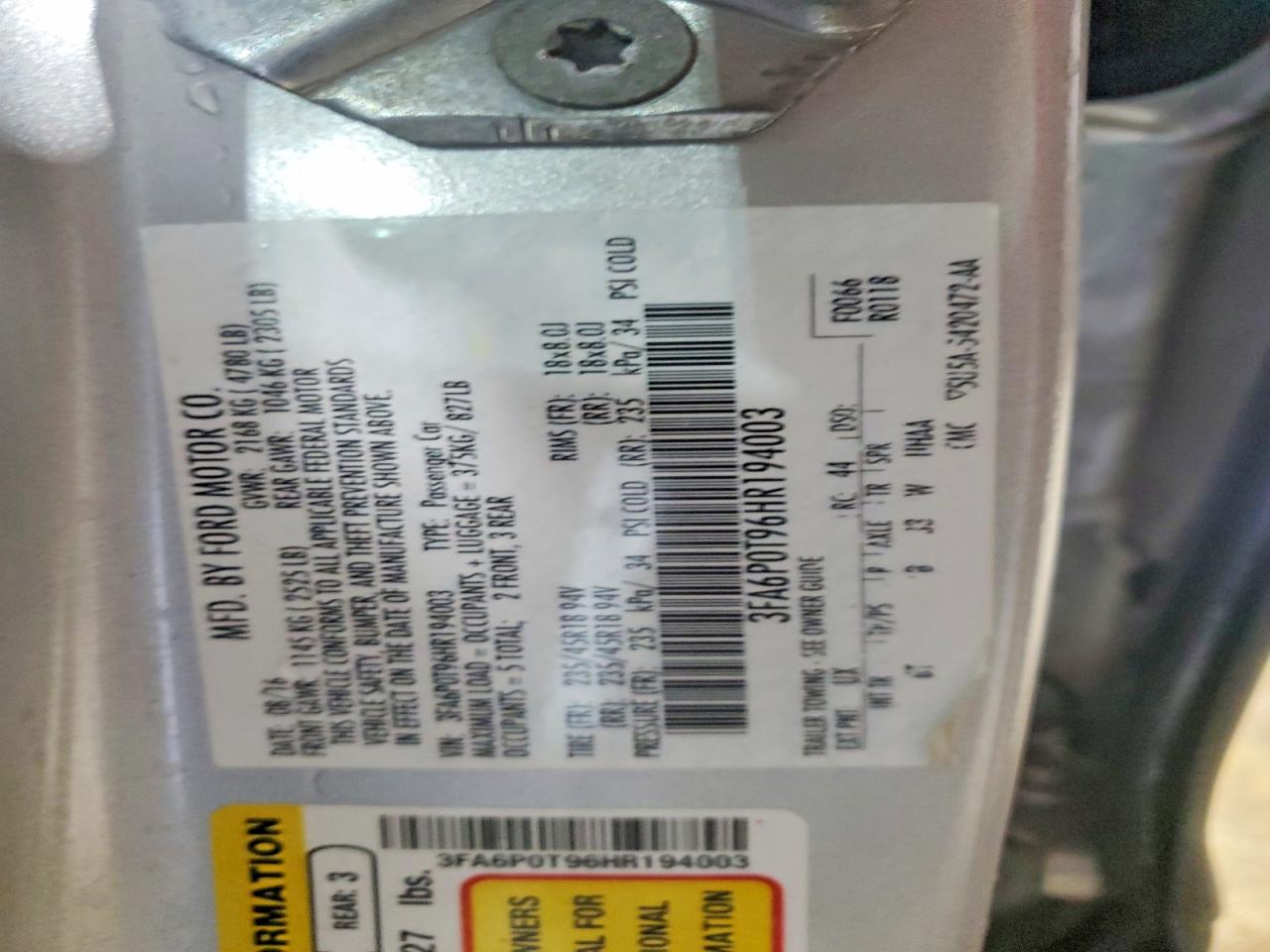 2017 FORD FUSION SE photo 13