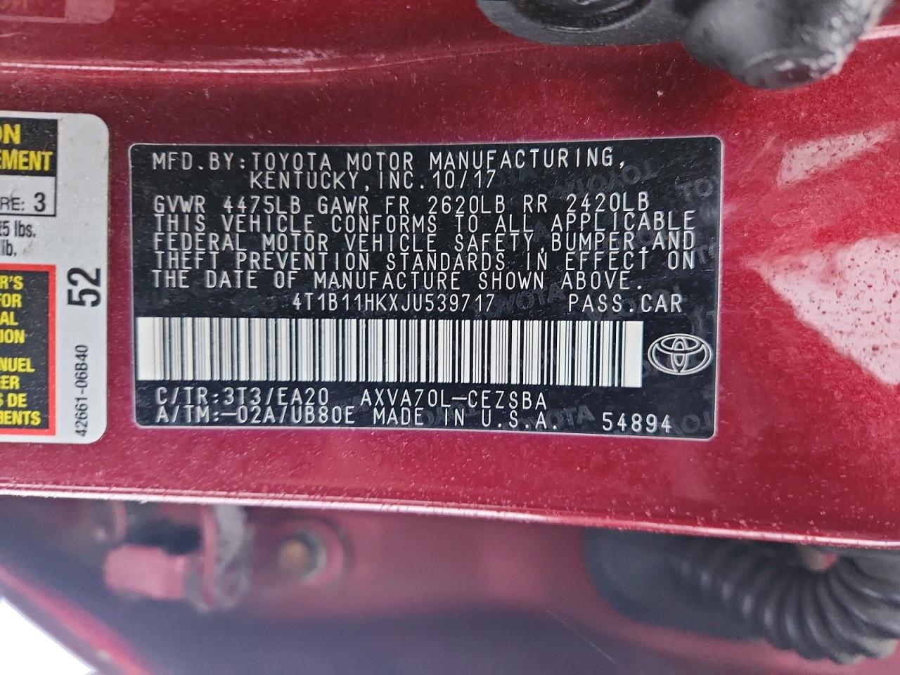 2018 TOYOTA CAMRY SE photo 13