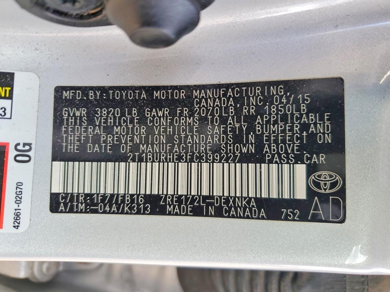 2015 TOYOTA COROLLA LE photo 13