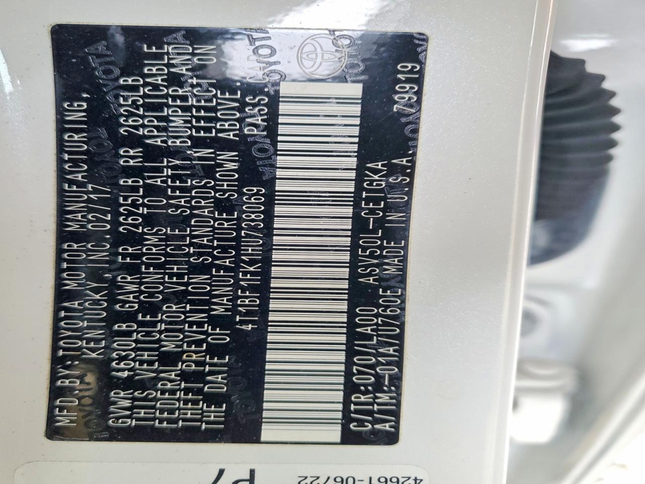 2017 TOYOTA CAMRY LE photo 12