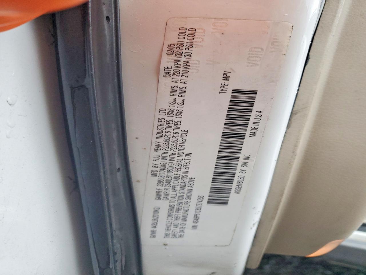 2005 SUBARU LEGACY OUTBACK 2.5I photo 14