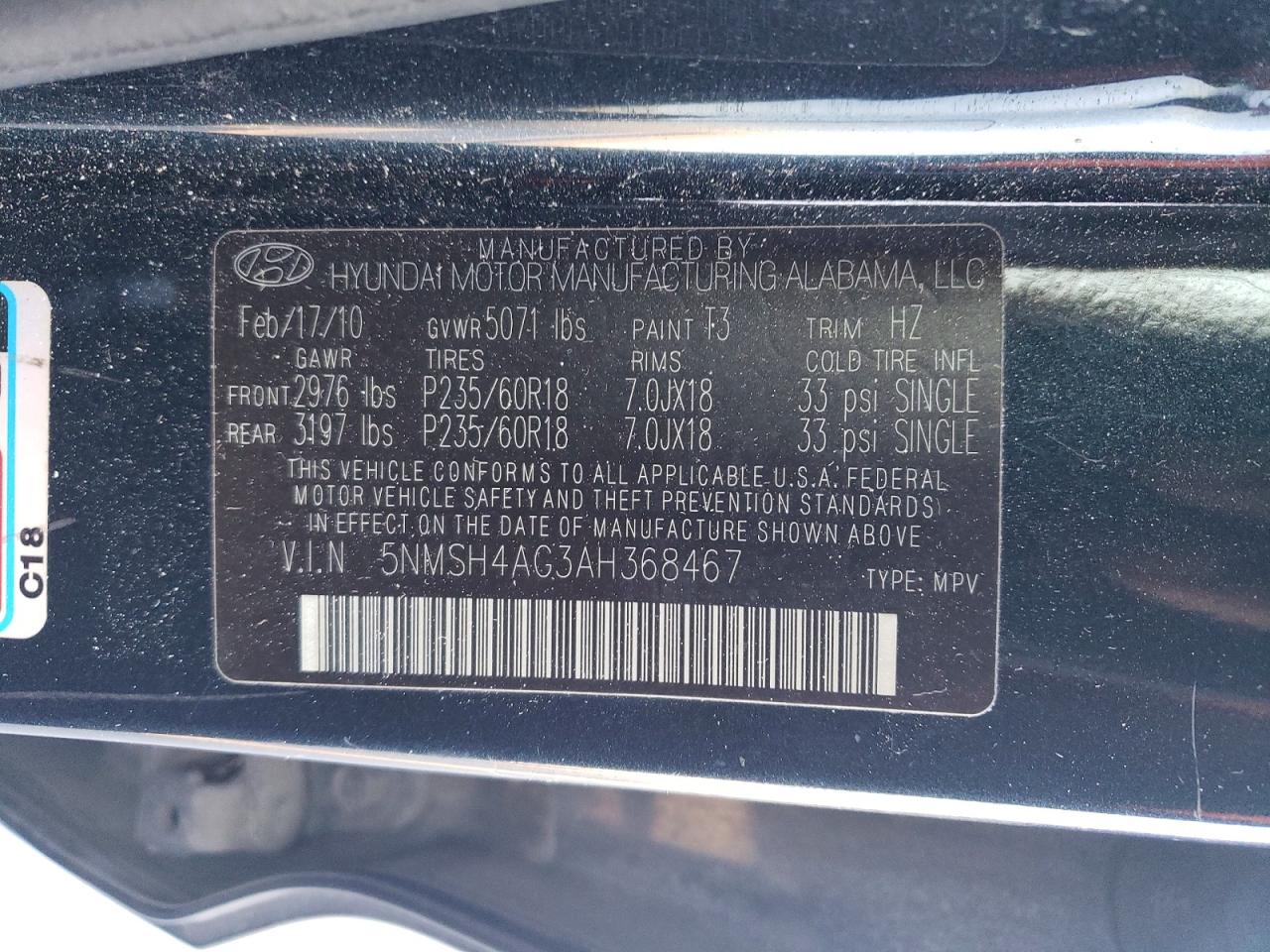 2010 HYUNDAI SANTA FE SE photo 13