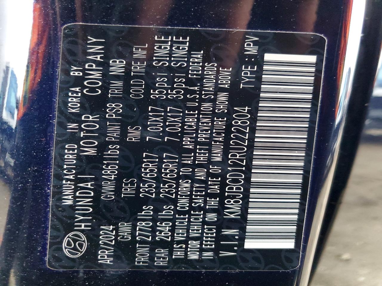2024 HYUNDAI TUCSON BLUE photo 37