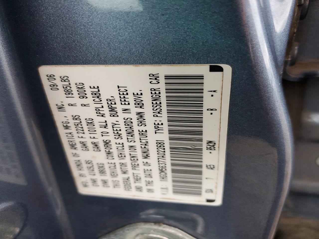 2007 HONDA ACCORD SE photo 12