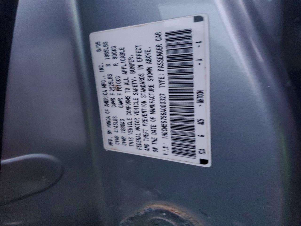2006 HONDA ACCORD EX photo 12