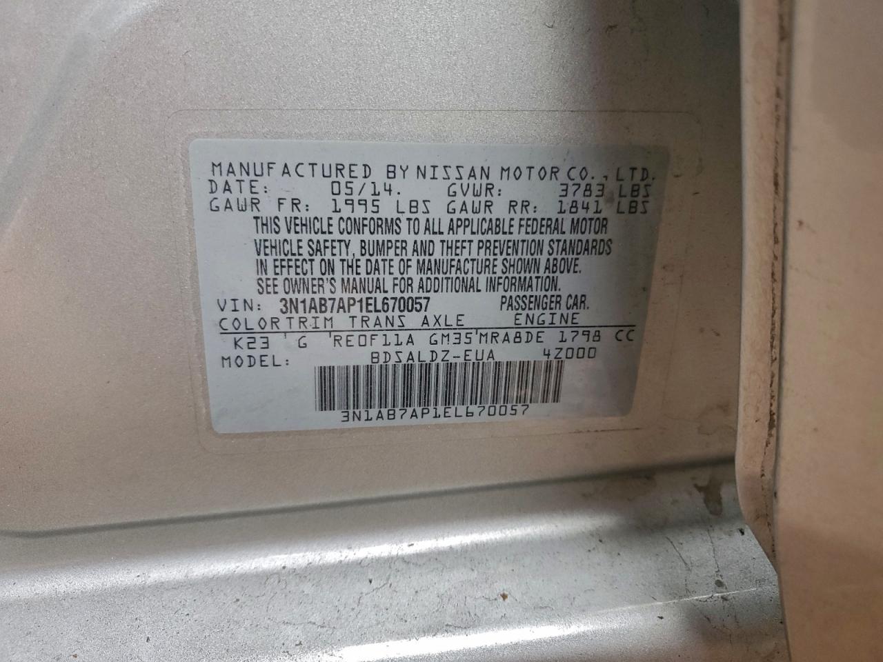 2014 NISSAN SENTRA S photo 12