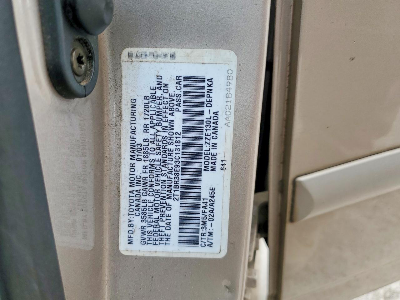 2003 TOYOTA COROLLA CE photo 12